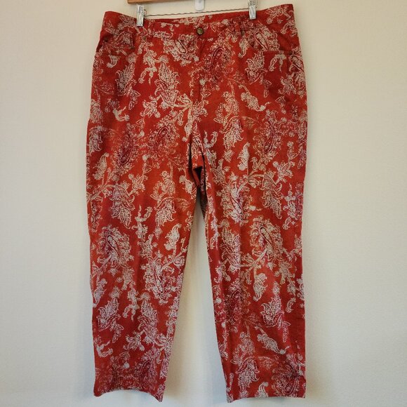 Vintage Lauren Ralph Pants Lauren Paisley Cropped Women's 18WX 25"Straight Leg - Picture 1 of 12